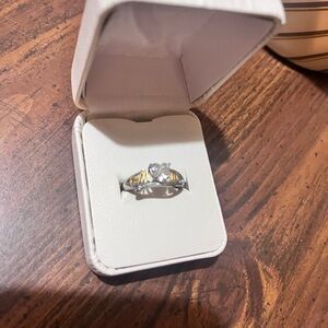 Two tone CZ mom ring